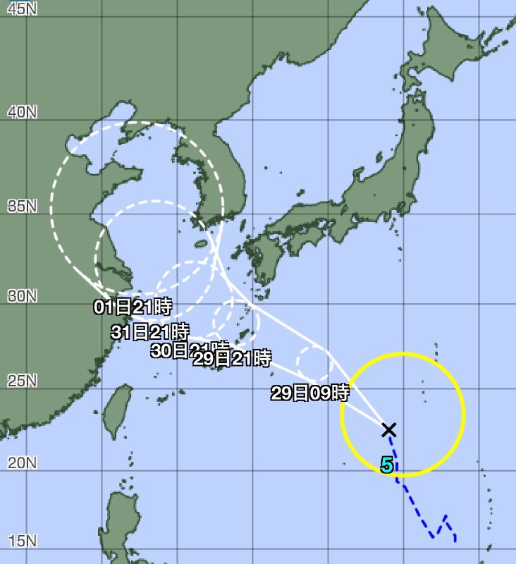 今年第5号台风“桑达”在日本以南洋面生成