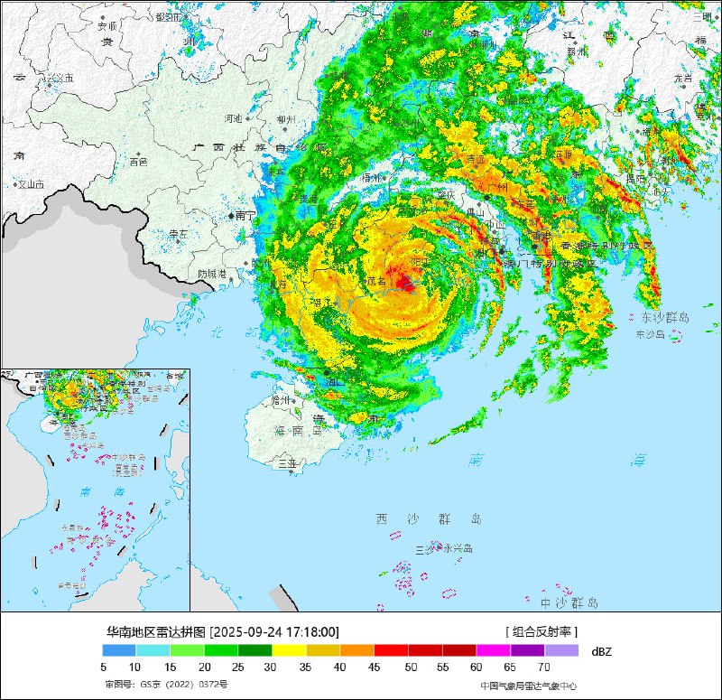今年第18号台风“桦加沙”的中心已于月24日17时前后，在广东省阳江市海陵岛沿海以台风级强度登陆