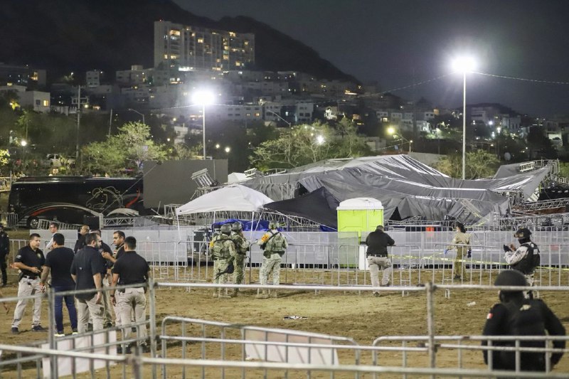 墨西哥公民运动党总统候选人豪尔赫·阿尔瓦雷斯·迈内斯22日在墨北部新莱昂州举行竞选活动时，强风将舞台结构吹倒，造成至少9人死亡、63人受伤